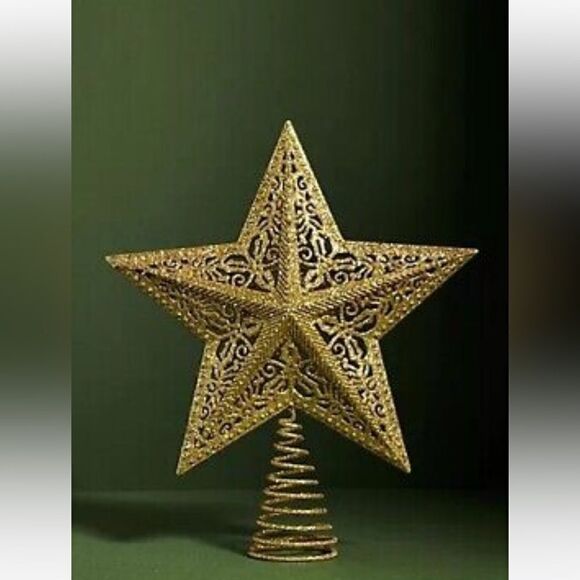 Anthropologie Gold Star Tree Topper - Picture 3 of 5
